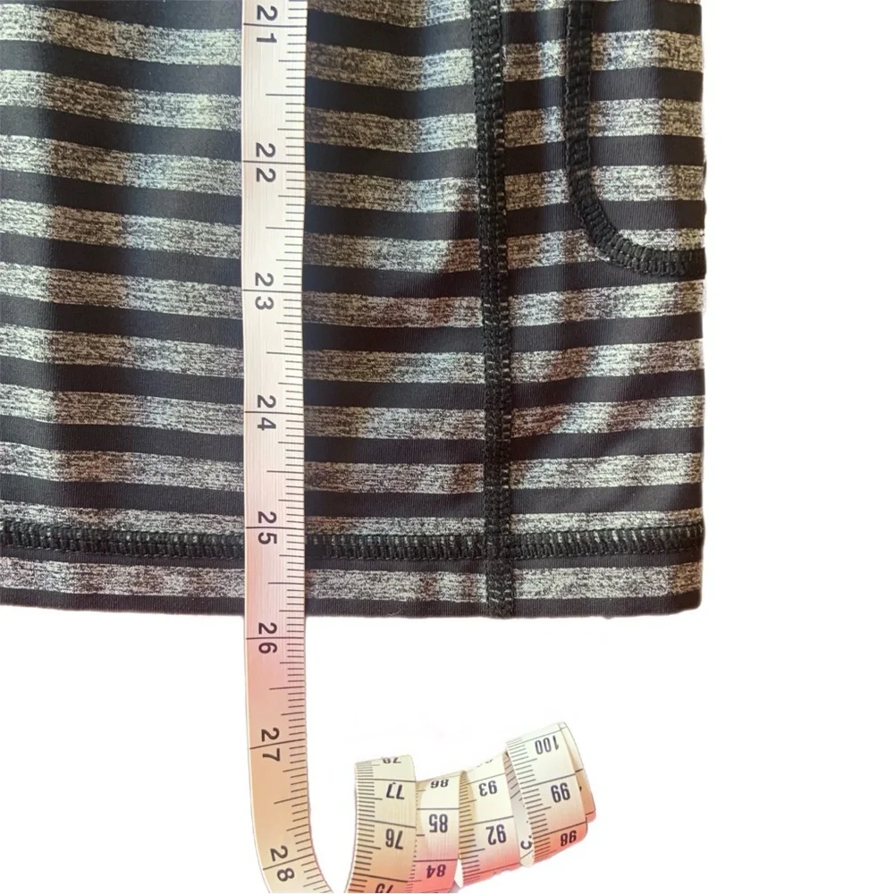 Like New! Lululemon Athletica Run Sport Henley Black and Heathered Gray Striped